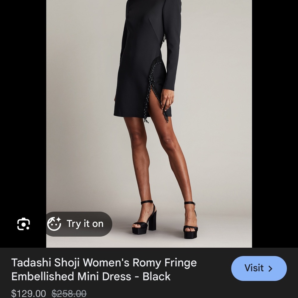 Tadashi Shoji Black Embellished Backless Dress